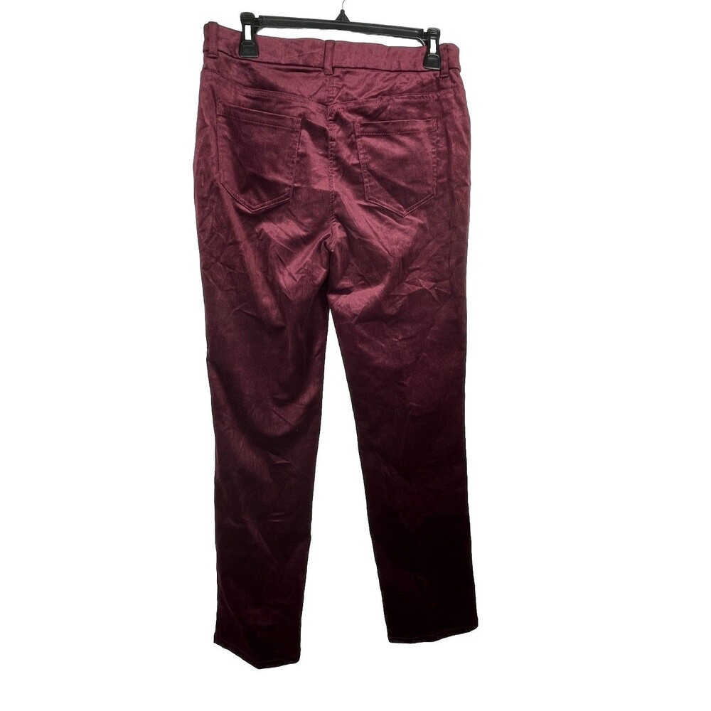 Chicos Burgundy Wine Straight Leg Pants Velvet Pants 0 4